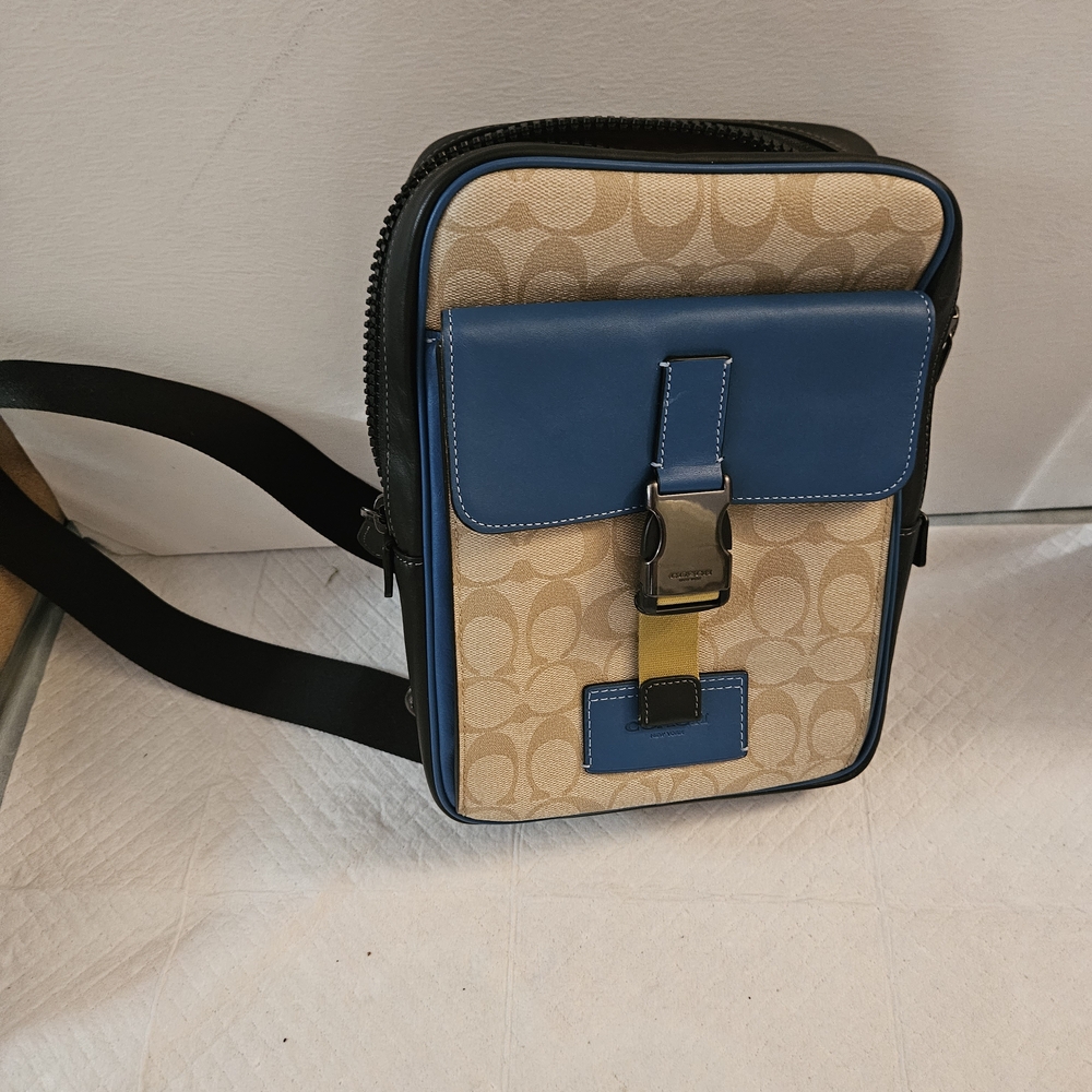 Coach Blue and Tan Crossbody Bag